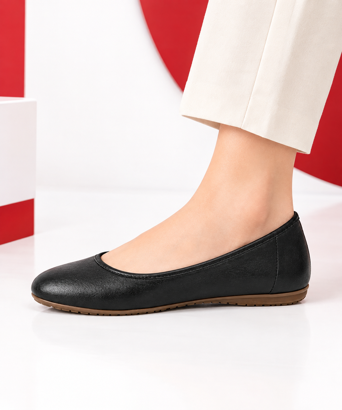 Women’s Black Slip-On Ballet Flats – Classic Round Toe